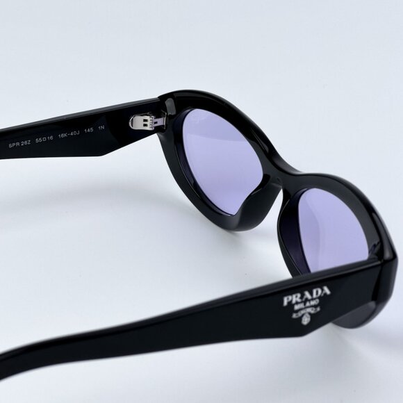 Prada PR26ZS 16K40J BRAND NEW Sunglasses Black Violet Oval Women